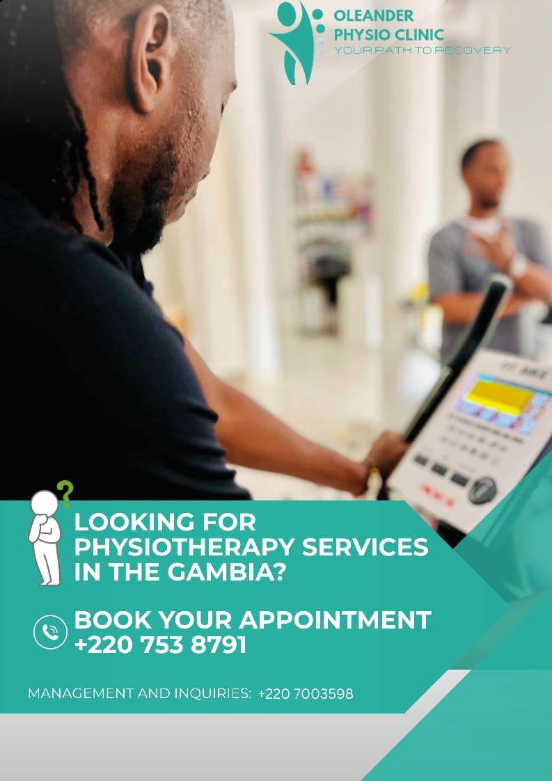 Oleander Physio Clinic appointment poster showing physiotherapy treatment